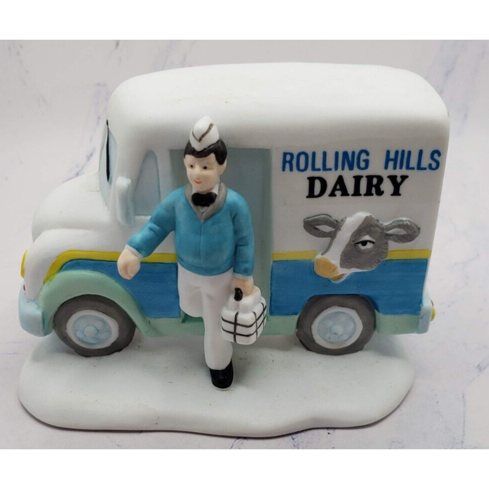 Ceramic Miniature Rolling Hills Dairy Milk Truck With Milkman
